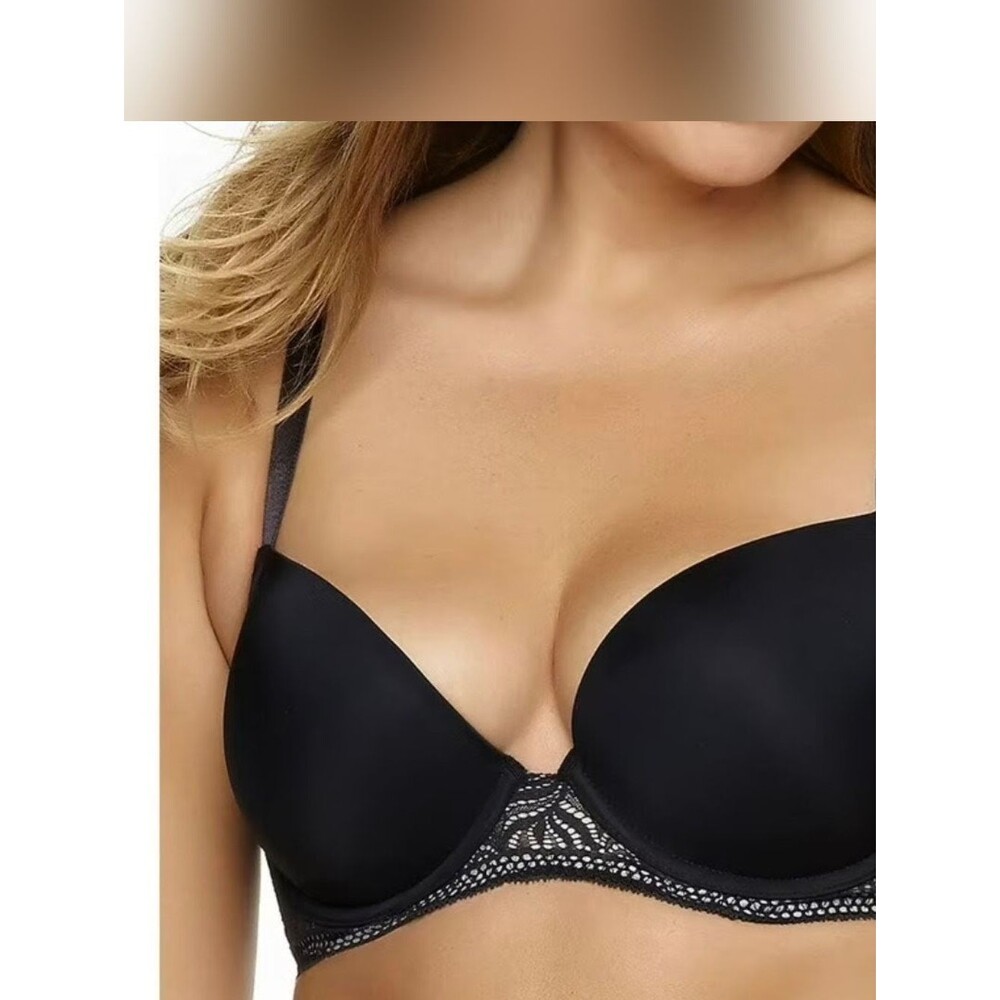 Paramour By Felina Black Plunge Lace-Back Bra